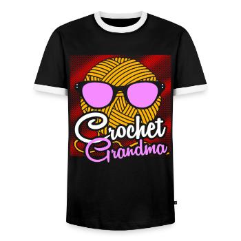Stricken Grossmutter - Männer Kontrast-T-Shirt - Schwarz/Weiß - Vorne - AI Model Female 172 light (172cm) & AI Model Male 178 light (178cm)