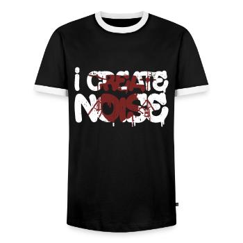I Create Noise - batterie batteur rock - T-shirt contrasté Homme - noir/blanc - Devant - AI Model Female 172 light (172cm) & AI Model Male 178 light (178cm)