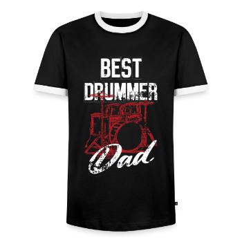Bester Schlagzeuger Papa - Schlagzeug Rock Drummer - Männer Kontrast-T-Shirt - Schwarz/Weiß - Vorne - AI Model Female 172 light (172cm) & AI Model Male 178 light (178cm)