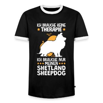 Ich brauche nur meinen Shetland Sheepdog - Männer Kontrast-T-Shirt - Schwarz/Weiß - Vorne - AI Model Female 172 light (172cm) & AI Model Male 178 light (178cm)