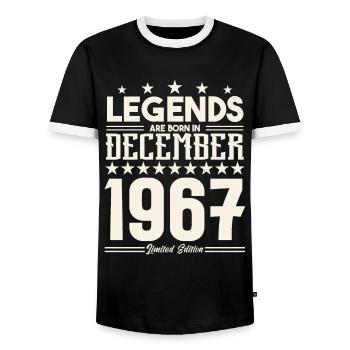 Legenden werden im Dezember 1967 geboren.Geschenkjubiläum - Männer Kontrast-T-Shirt - Schwarz/Weiß - Vorne - AI Model Female 172 light (172cm) & AI Model Male 178 light (178cm)