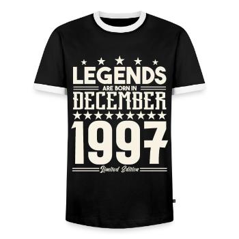 Legends Are Born In December 1997.Gift anniversary - T-shirt contrasté Homme - noir/blanc - Devant - AI Model Female 172 light (172cm) & AI Model Male 178 light (178cm)