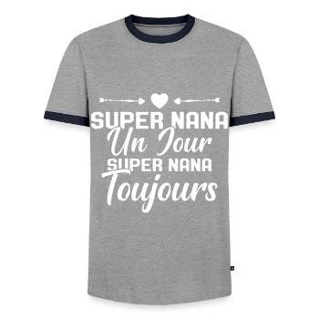 Femme Super Nana Un Jour Super Nana Toujours Nana - T-shirt contrasté Homme - gris/marine  - Devant - AI Model Female 172 light (172cm) & AI Model Male 178 light (178cm)