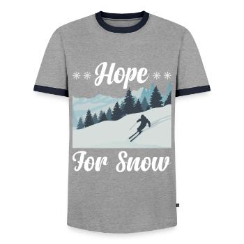 Hope for snow Skiing Fun Winter sports - Men's Ringer Shirt - grey/navy  - Front - AI Model Female 172 light (172cm) & AI Model Male 178 light (178cm)