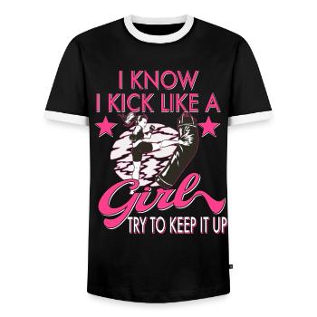 Karaté Taekwondo Arts Martiaux Karaté Mma Kick Box - T-shirt contrasté Homme - noir/blanc - Devant - AI Model Female 172 light (172cm) & AI Model Male 178 light (178cm)
