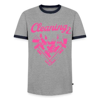 Housekeeper Maid Cleaner - Men's Ringer Shirt - grey/navy  - Front - AI Model Female 172 light (172cm) & AI Model Male 178 light (178cm)