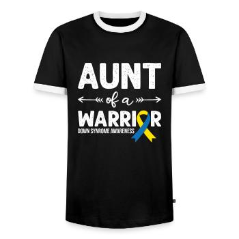 Aunt Of A Warrior, Schleife Downsyndrom - Männer Kontrast-T-Shirt - Schwarz/Weiß - Vorne - AI Model Female 172 light (172cm) & AI Model Male 178 light (178cm)