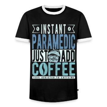 Paramedic coffee saying - Men's Ringer Shirt - black/white - Front - AI Model Female 172 light (172cm) & AI Model Male 178 light (178cm)