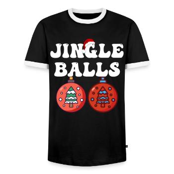 Chemises de Noël pour couples drôles, Jingle Balls - T-shirt contrasté Homme - noir/blanc - Devant - AI Model Female 172 light (172cm) & AI Model Male 178 light (178cm)