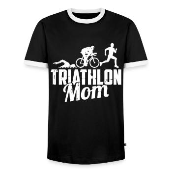 Triathlon Triathlete Mama - Men's Ringer Shirt - black/white - Front - AI Model Female 172 light (172cm) & AI Model Male 178 light (178cm)