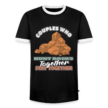 Geologist Stone Collector Couple - Men's Ringer Shirt - black/white - Front - AI Model Female 172 light (172cm) & AI Model Male 178 light (178cm)