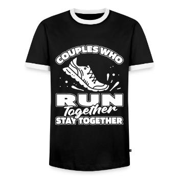 Coureur Joggeur Coureur Couple de course - T-shirt contrasté Homme - noir/blanc - Devant - AI Model Female 172 light (172cm) & AI Model Male 178 light (178cm)