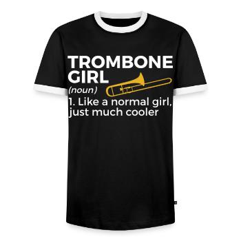 Trombone Musicien Brass Band - T-shirt contrasté Homme - noir/blanc - Devant - AI Model Female 172 light (172cm) & AI Model Male 178 light (178cm)