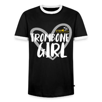 Trombone Musicien Brass Band - T-shirt contrasté Homme - noir/blanc - Devant - AI Model Female 172 light (172cm) & AI Model Male 178 light (178cm)