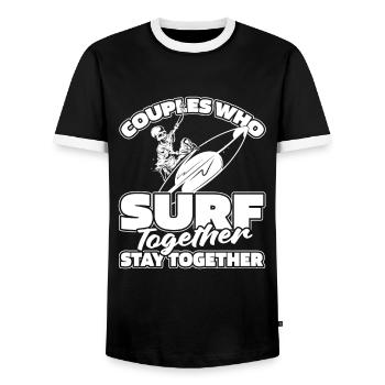 Surfeur Surf Couple - T-shirt contrasté Homme - noir/blanc - Devant - AI Model Female 172 light (172cm) & AI Model Male 178 light (178cm)
