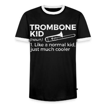 Trombone Musicien Brass Band - T-shirt contrasté Homme - noir/blanc - Devant - AI Model Female 172 light (172cm) & AI Model Male 178 light (178cm)