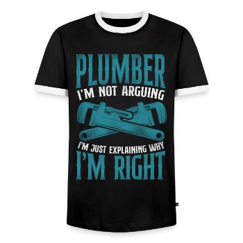 Plombier Plombier Plombier Vintage Plombier - T-shirt contrasté Homme - noir/blanc - Devant - AI Model Female 172 light (172cm) & AI Model Male 178 light (178cm)