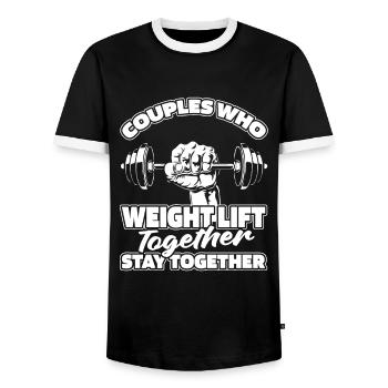 Paire d’haltérophilie - T-shirt contrasté Homme - noir/blanc - Devant - AI Model Female 172 light (172cm) & AI Model Male 178 light (178cm)