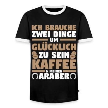 Pferd Reitsport Reiten Pferdesport Kaffee Araber - Männer Kontrast-T-Shirt - Schwarz/Weiß - Vorne - AI Model Female 172 light (172cm) & AI Model Male 178 light (178cm)