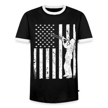 Trombone Musicien Brass Band - T-shirt contrasté Homme - noir/blanc - Devant - AI Model Female 172 light (172cm) & AI Model Male 178 light (178cm)