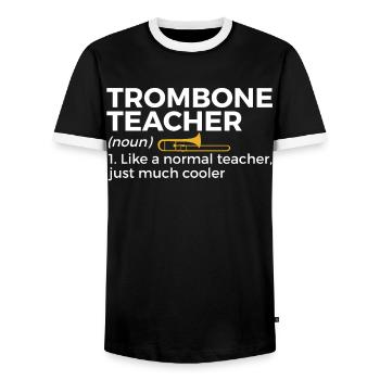 Trombone Musicien Brass Band - T-shirt contrasté Homme - noir/blanc - Devant - AI Model Female 172 light (172cm) & AI Model Male 178 light (178cm)