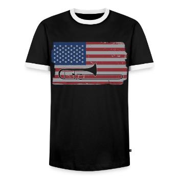Trombone Musicien Brass Band - T-shirt contrasté Homme - noir/blanc - Devant - AI Model Female 172 light (172cm) & AI Model Male 178 light (178cm)