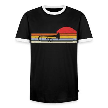 Trombone Musicien Brass Band - T-shirt contrasté Homme - noir/blanc - Devant - AI Model Female 172 light (172cm) & AI Model Male 178 light (178cm)