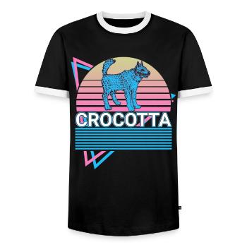 Crocotta Cynolycus Fabelwesen Griechische Mytholog - Männer Kontrast-T-Shirt - Schwarz/Weiß - Vorne - AI Model Female 172 light (172cm) & AI Model Male 178 light (178cm)