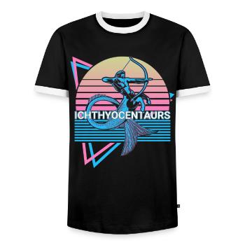 Ichthyocentaurs créatures mythiques mythologie grecque - T-shirt contrasté Homme - noir/blanc - Devant - AI Model Female 172 light (172cm) & AI Model Male 178 light (178cm)