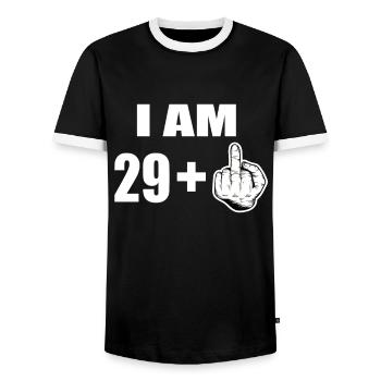 30th birthday - Men's Ringer Shirt - black/white - Front - AI Model Female 172 light (172cm) & AI Model Male 178 light (178cm)