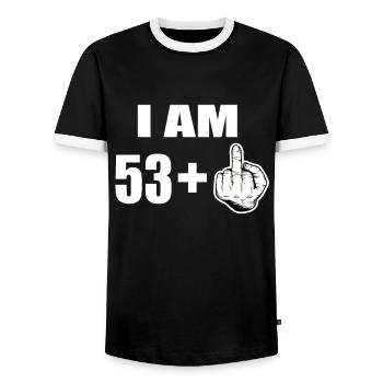 54e anniversaire - T-shirt contrasté Homme - noir/blanc - Devant - AI Model Female 172 light (172cm) & AI Model Male 178 light (178cm)