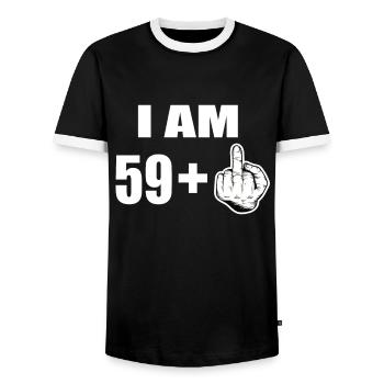 60th birthday - Men's Ringer Shirt - black/white - Front - AI Model Female 172 light (172cm) & AI Model Male 178 light (178cm)