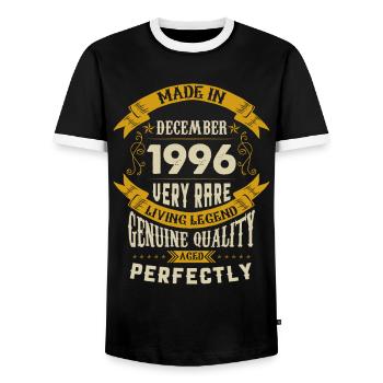 Décembre 1996 Millésime anniversaire - T-shirt contrasté Homme - noir/blanc - Devant - AI Model Female 172 light (172cm) & AI Model Male 178 light (178cm)