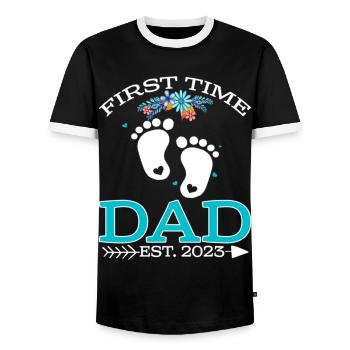First Time Dad 2023 - Männer Kontrast-T-Shirt - Schwarz/Weiß - Vorne - AI Model Female 172 light (172cm) & AI Model Male 178 light (178cm)