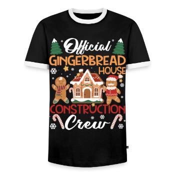 Official Gingerbread House Construction Crew - Men's Ringer Shirt - black/white - Front - AI Model Female 172 light (172cm) & AI Model Male 178 light (178cm)