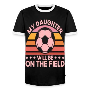 Soccer Mom Femmes Family Matching Team Player - T-shirt contrasté Homme - noir/blanc - Devant - AI Model Female 172 light (172cm) & AI Model Male 178 light (178cm)