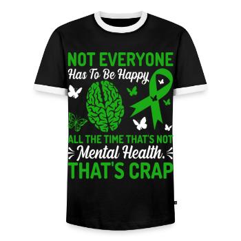 Not Everyone Has To Be Happy All The Time - Men's Ringer Shirt - black/white - Front - AI Model Female 172 light (172cm) & AI Model Male 178 light (178cm)