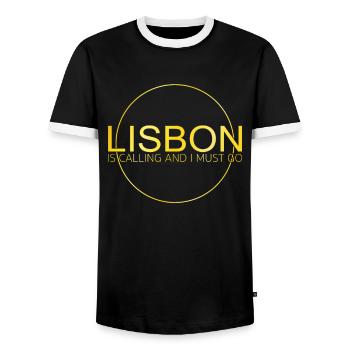 Lissabon Spruch - Männer Kontrast-T-Shirt - Schwarz/Weiß - Vorne - AI Model Female 172 light (172cm) & AI Model Male 178 light (178cm)