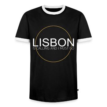 Citation de Lisbonne - T-shirt contrasté Homme - noir/blanc - Devant - AI Model Female 172 light (172cm) & AI Model Male 178 light (178cm)