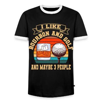 I Like Bourbon And Golf And Maybe 3 People Whiskey - Männer Kontrast-T-Shirt - Schwarz/Weiß - Vorne - AI Model Female 172 light (172cm) & AI Model Male 178 light (178cm)