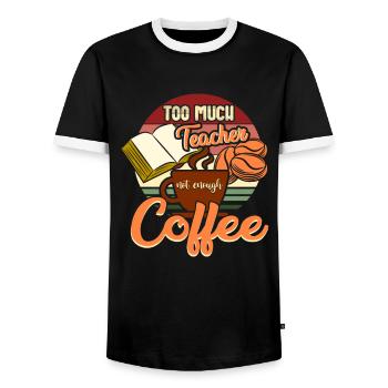Professeur et café - T-shirt contrasté Homme - noir/blanc - Devant - AI Model Female 172 light (172cm) & AI Model Male 178 light (178cm)