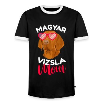 Magyar Vizsla mom Ungarischer Vorstehhund - Männer Kontrast-T-Shirt - Schwarz/Weiß - Vorne - AI Model Female 172 light (172cm) & AI Model Male 178 light (178cm)