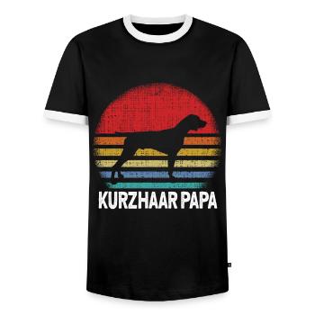 Chien allemand à poil court gsp chien de chasse à poil court papa - T-shirt contrasté Homme - noir/blanc - Devant - AI Model Female 172 light (172cm) & AI Model Male 178 light (178cm)