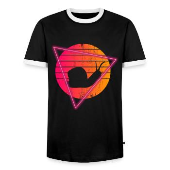 Snail Vintage 70s 80s Sunset Sluggish - Men's Ringer Shirt - black/white - Front - AI Model Female 172 light (172cm) & AI Model Male 178 light (178cm)