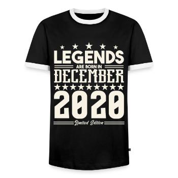 Legenden werden im Dezember 2020 geboren.Geschenkjubiläum - Männer Kontrast-T-Shirt - Schwarz/Weiß - Vorne - AI Model Female 172 light (172cm) & AI Model Male 178 light (178cm)