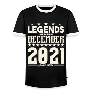 Legenden werden im Dezember 2021 geboren.Geschenkjubiläum - Männer Kontrast-T-Shirt - Schwarz/Weiß - Vorne - AI Model Female 172 light (172cm) & AI Model Male 178 light (178cm)