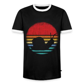 Snail Vintage 70s 80s Sunset Sluggish - Men's Ringer Shirt - black/white - Front - AI Model Female 172 light (172cm) & AI Model Male 178 light (178cm)