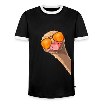 Strauß Sonnenbrille Vintage Straußenkostüm - Männer Kontrast-T-Shirt - Schwarz/Weiß - Vorne - AI Model Female 172 light (172cm) & AI Model Male 178 light (178cm)