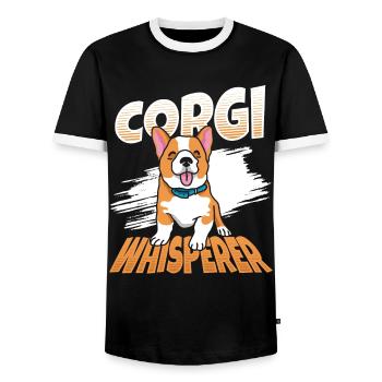 Corgi Chien Corgis Welsh-Corgi Puppy Sweet-Corgi Ha - T-shirt contrasté Homme - noir/blanc - Devant - AI Model Female 172 light (172cm) & AI Model Male 178 light (178cm)