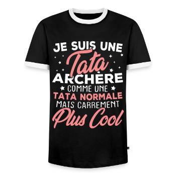 Je suis une tata archère - T-shirt contrasté Homme - noir/blanc - Devant - AI Model Female 172 light (172cm) & AI Model Male 178 light (178cm)